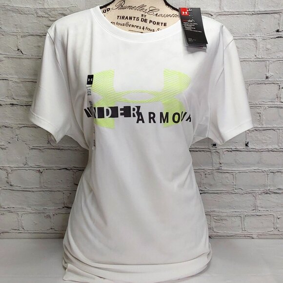 UNDER ARMOUR 'HEATGEAR' LOOSE FIT REFLECTIVE BACK GRAPHIC TEE - Picture 1 of 16
